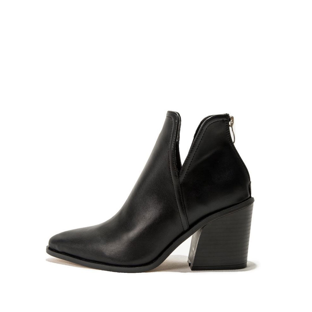 Women's Retro Black Synthetic Leather Chunky Heel Ankle Boots – Bold