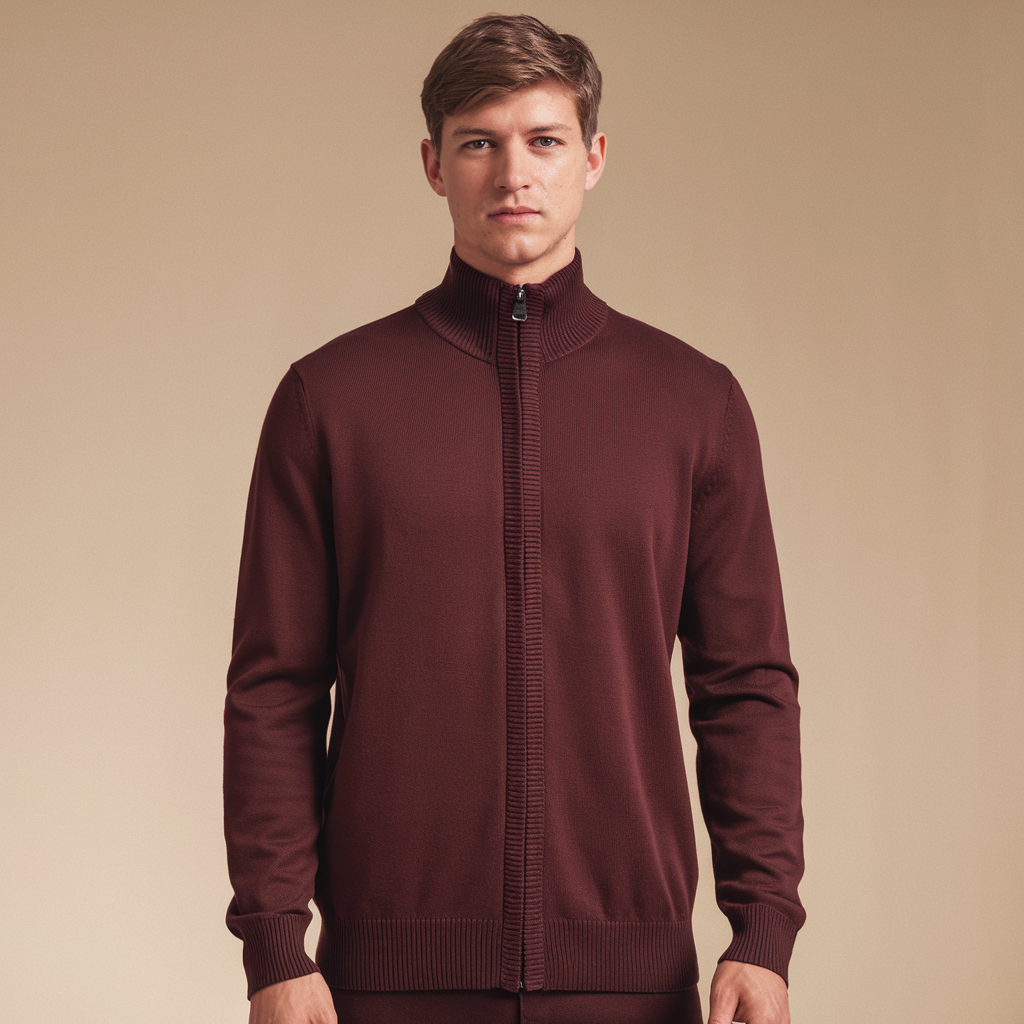 Men's Comfortable Cotton Zip Cardigan in Stylish