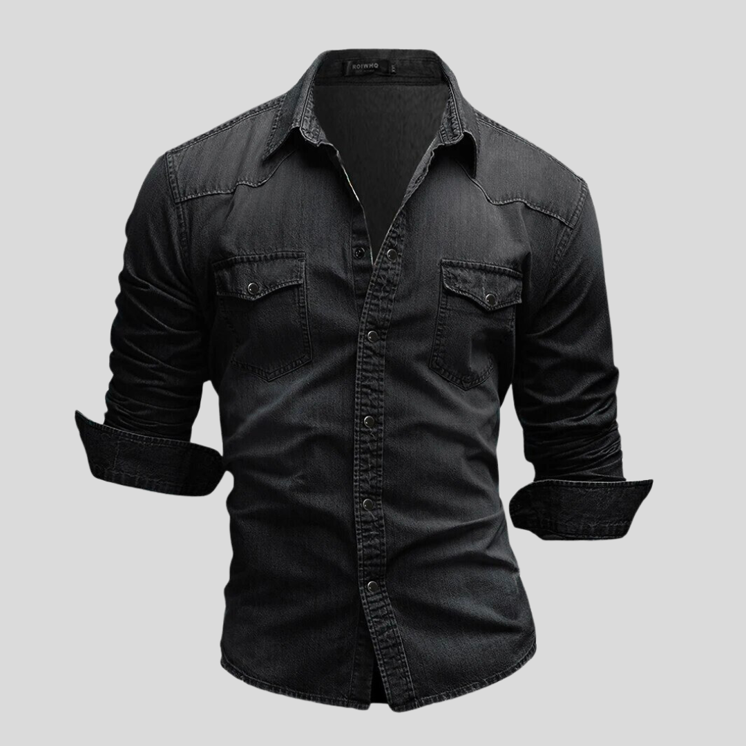 Chemise en jean boutonnée coupe slim légère pour homme - Style classique au quotidien