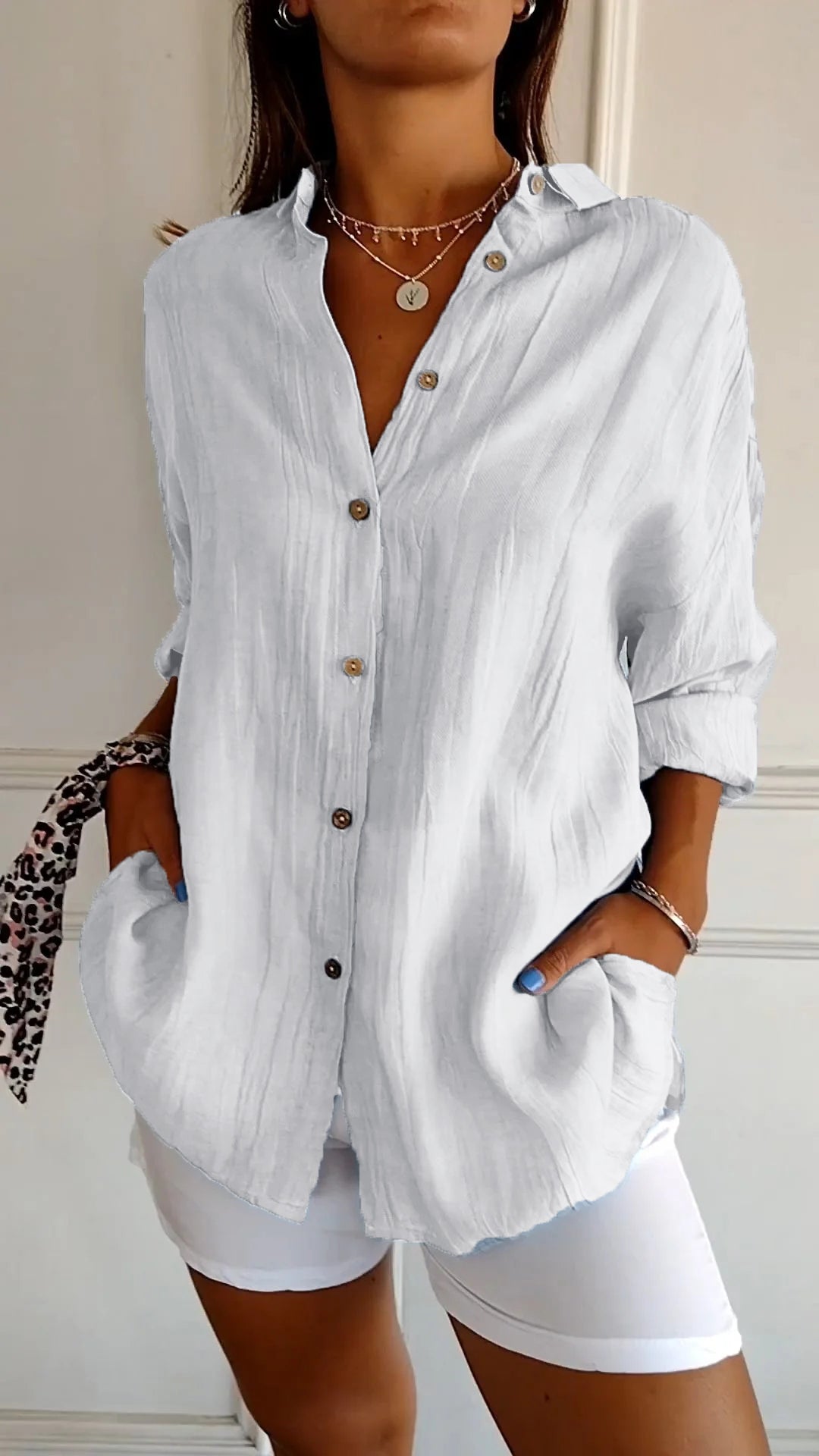 Chemise légère à manches longues pour femme - Élégance au quotidien