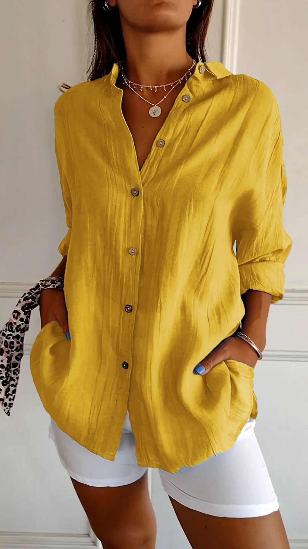 Chemise légère à manches longues pour femme - Élégance au quotidien