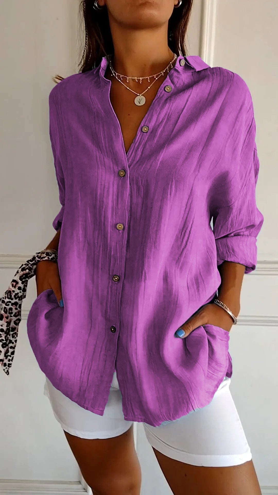 Chemise légère à manches longues pour femme - Élégance au quotidien