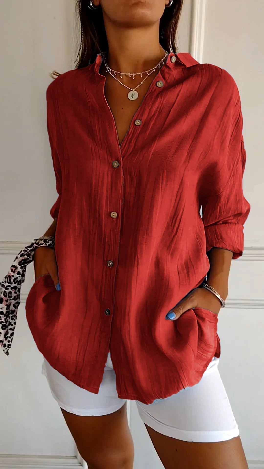 Chemise légère à manches longues pour femme - Élégance au quotidien