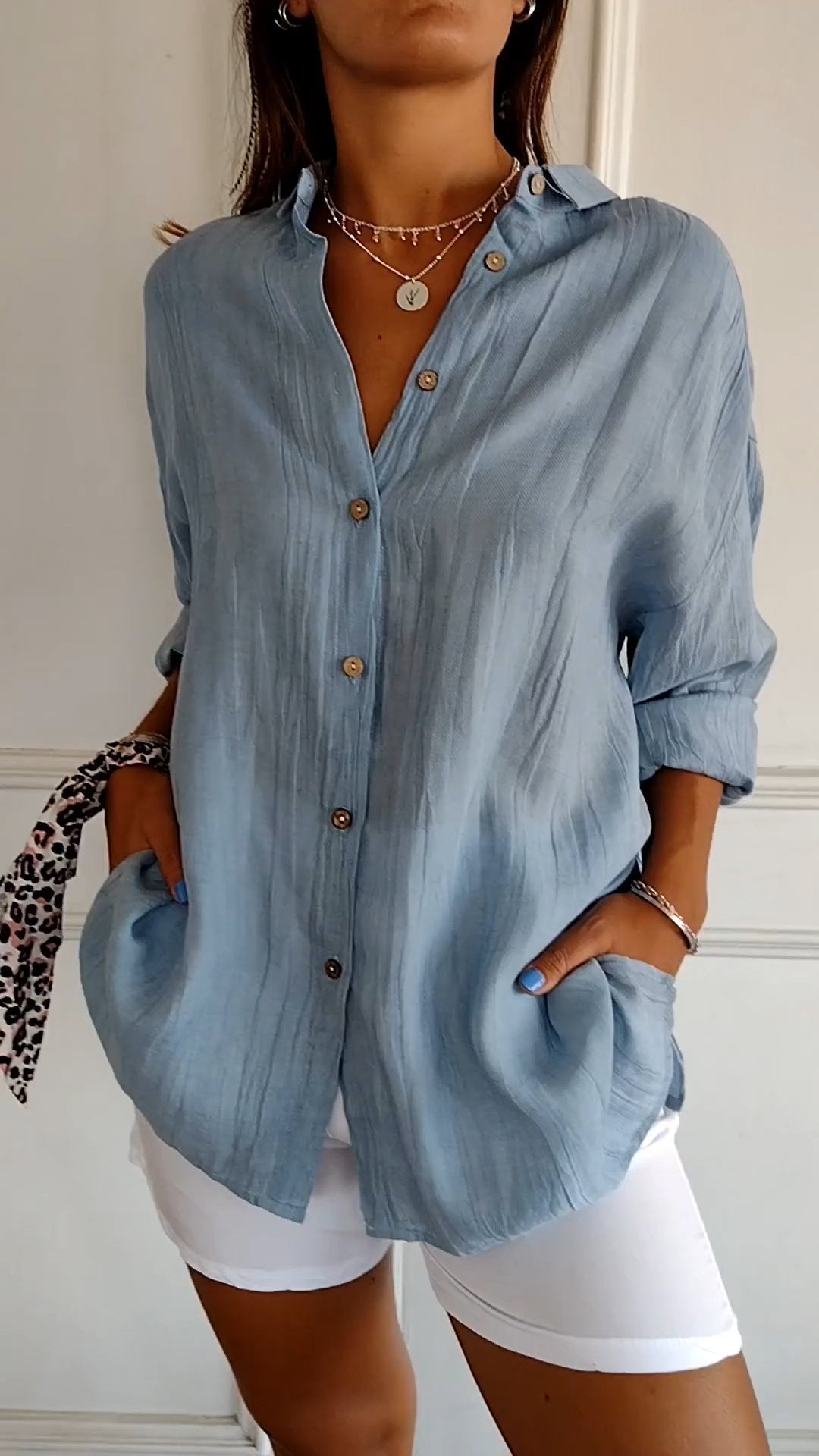 Chemise légère à manches longues pour femme - Élégance au quotidien