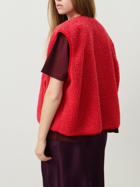 Women's Lambswool Button-Up Sleeveless Vest - Soft, Comfortable & Versatile