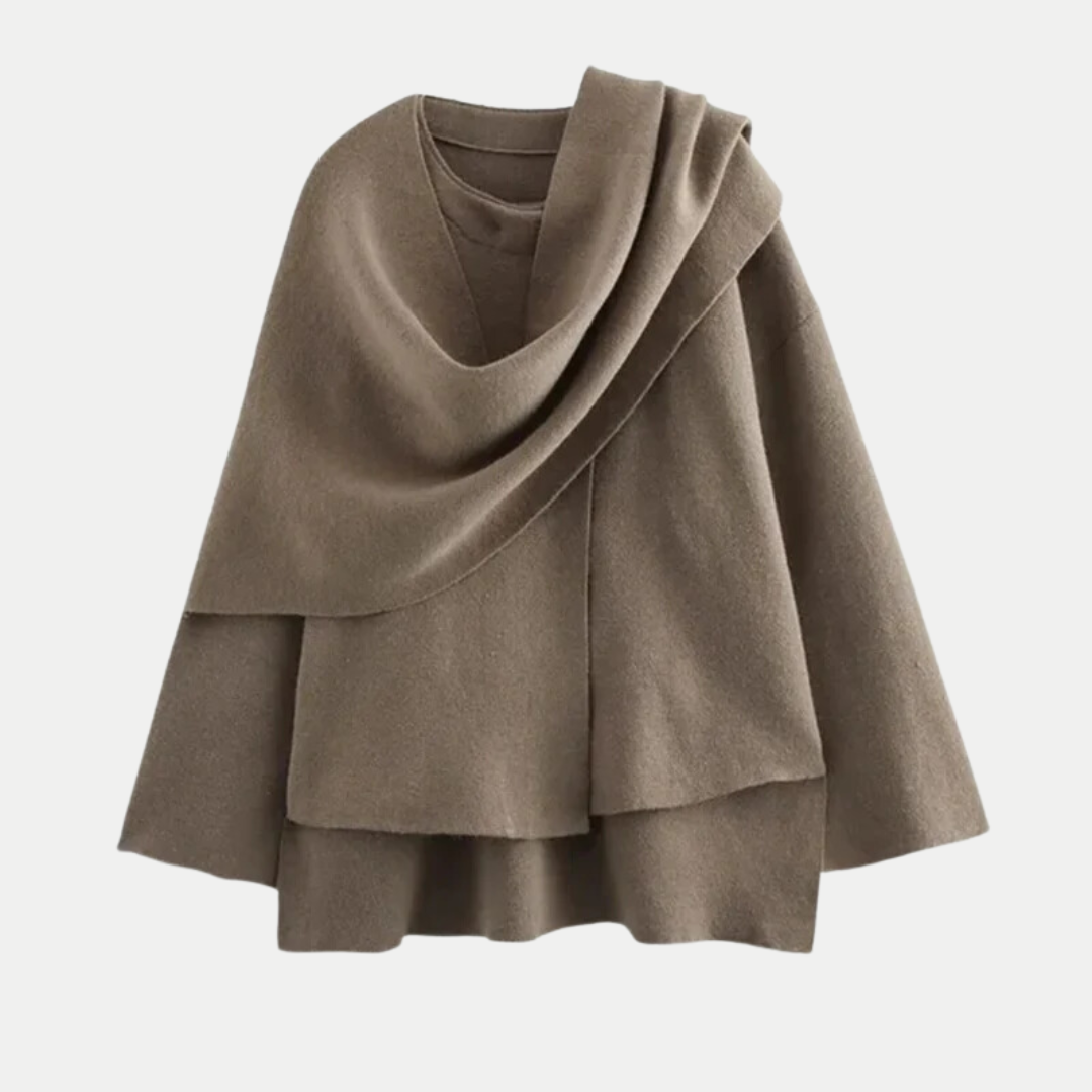 Women's modern design knitted coat with split hem