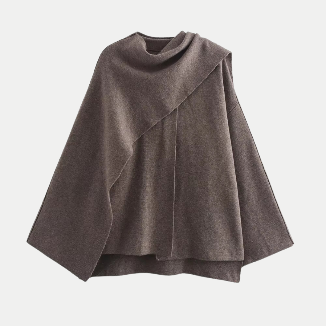Women's modern design knitted coat with split hem