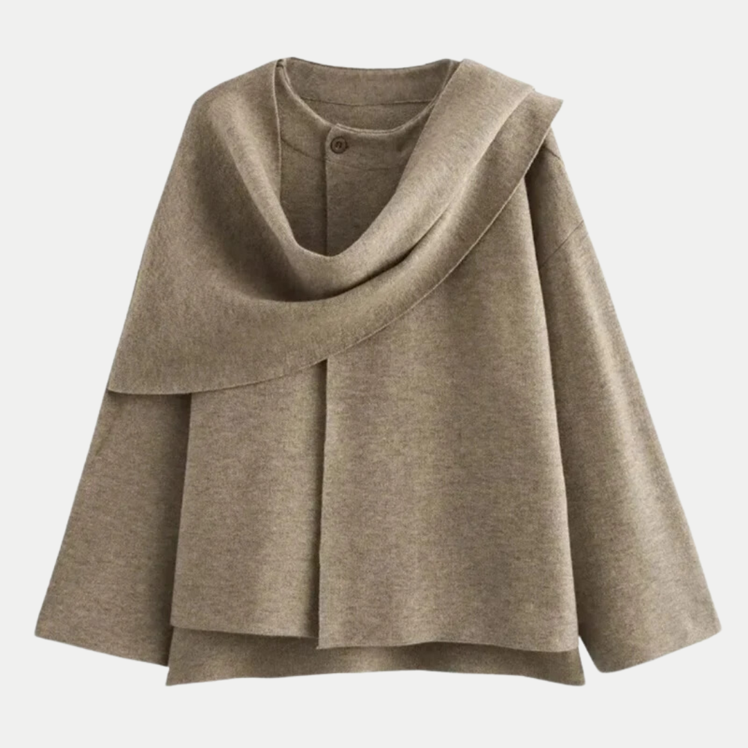 Women's modern design knitted coat with split hem