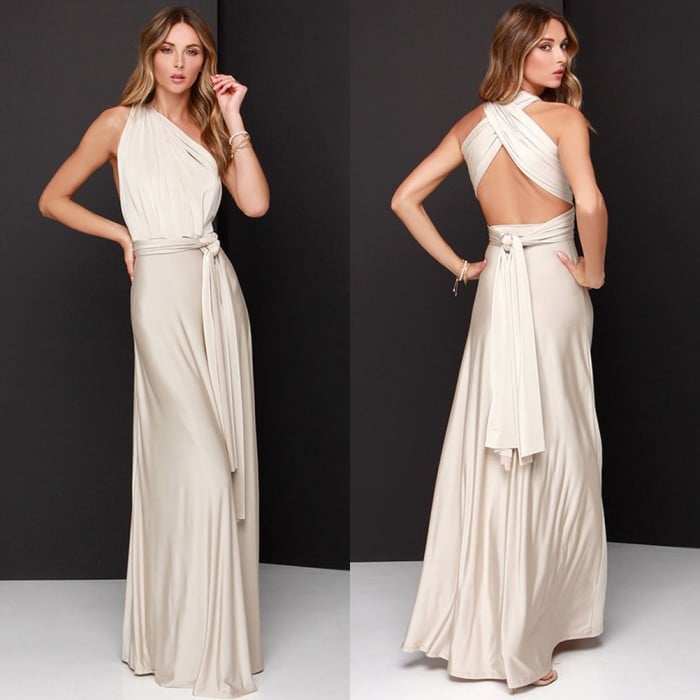 Women's Open Back Wedding Guest Maxi Dress - Elegant, Airy, Lightweight