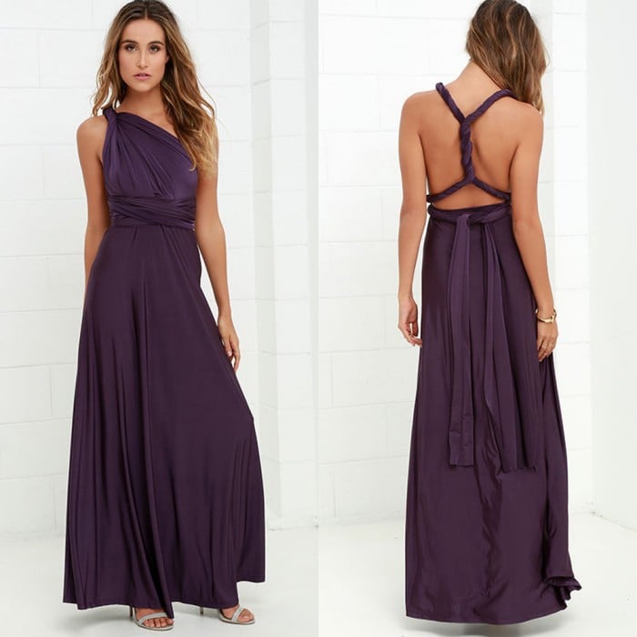 Women's Open Back Wedding Guest Maxi Dress - Elegant, Airy, Lightweight