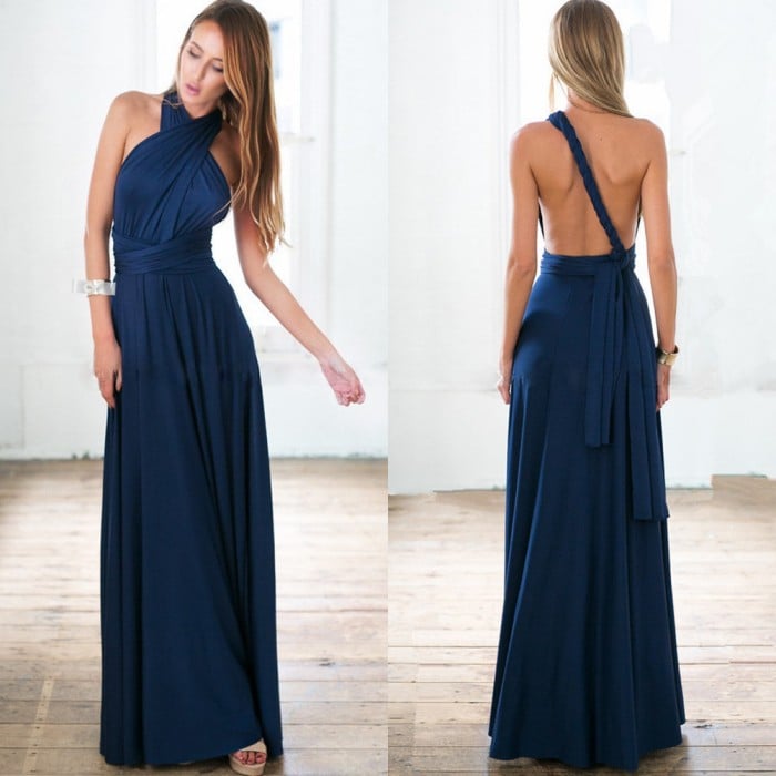 Women's Open Back Wedding Guest Maxi Dress - Elegant, Airy, Lightweight