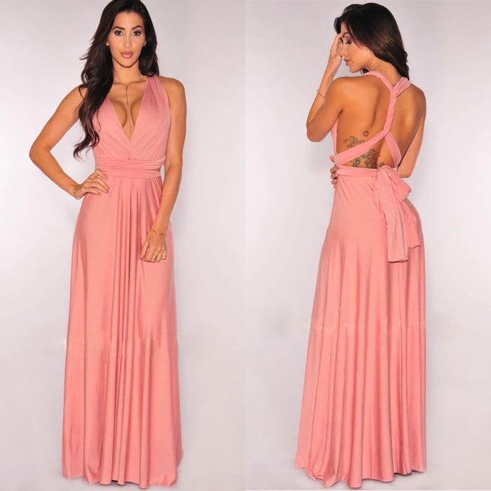 Women's Open Back Wedding Guest Maxi Dress - Elegant, Airy, Lightweight