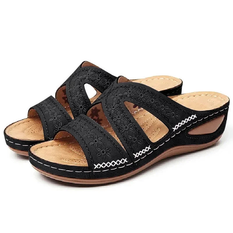 Women's Orthopedic Wedge Sandals with Straps – Cushioning, Elegance