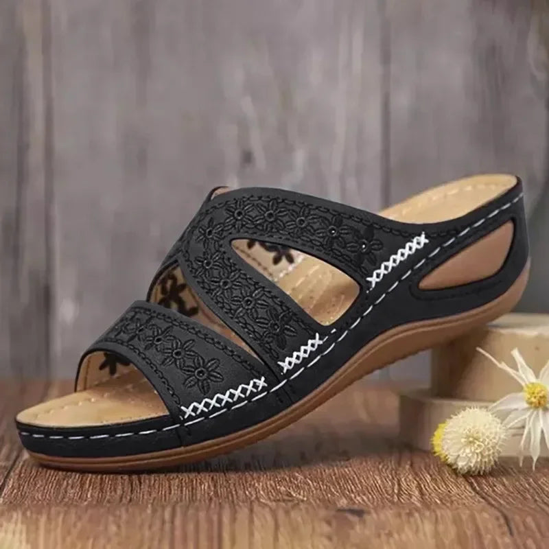Women's Orthopedic Wedge Sandals with Straps – Cushioning, Elegance