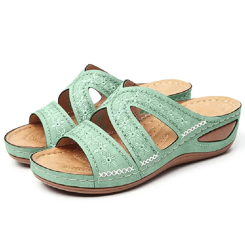 Women's Orthopedic Wedge Sandals with Straps – Cushioning, Elegance