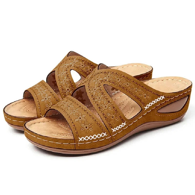 Women's Orthopedic Wedge Sandals with Straps – Cushioning, Elegance