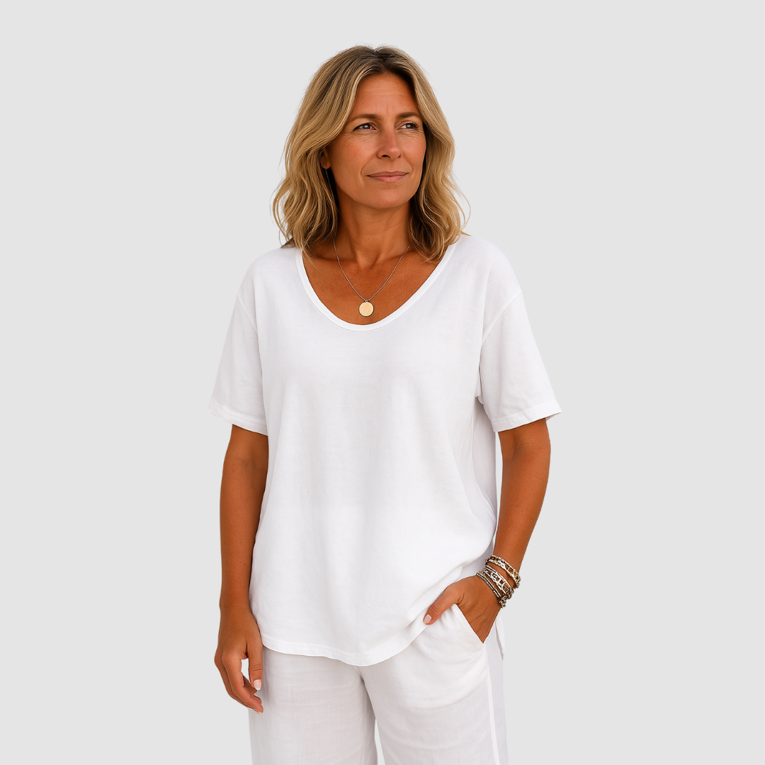 Women's Summer Casual U-Neck Loose T-Shirt - Lightweight, Breathable, Comfortable