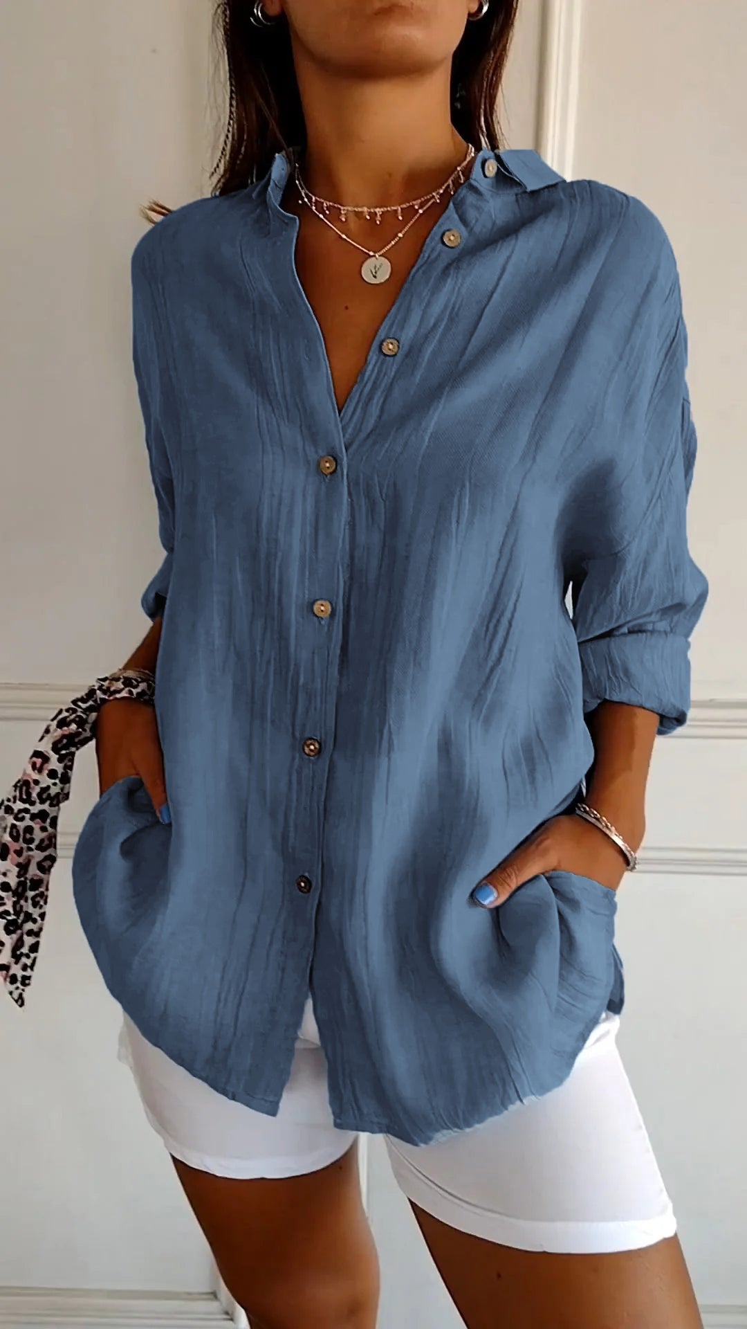 Chemise légère à manches longues pour femme - Élégance au quotidien