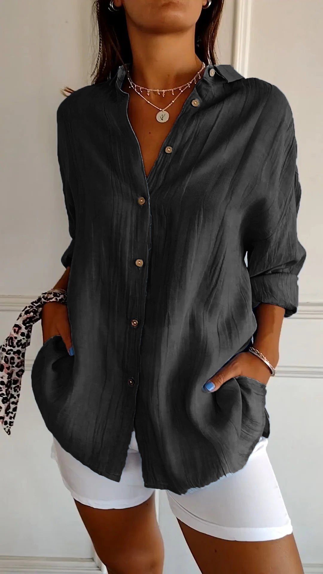 Chemise légère à manches longues pour femme - Élégance au quotidien