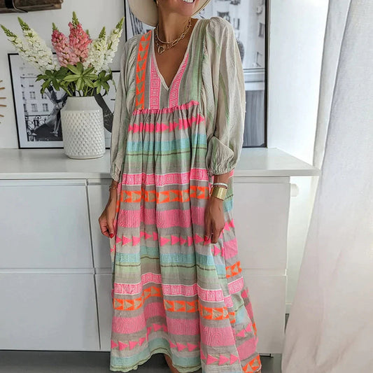 Robe longue d'été ample et colorée pour femme - Confortable et élégante 