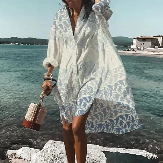 Robe chemise mi-longue décontractée et élégante pour femme - Élégance quotidienne 