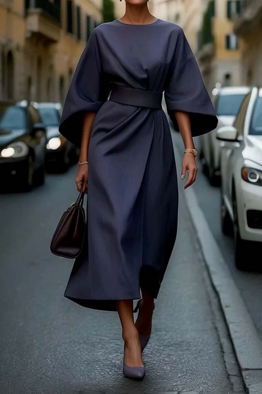 Robe mi-longue élégante et formelle à manches larges pour femme - Audacieuse et luxueuse