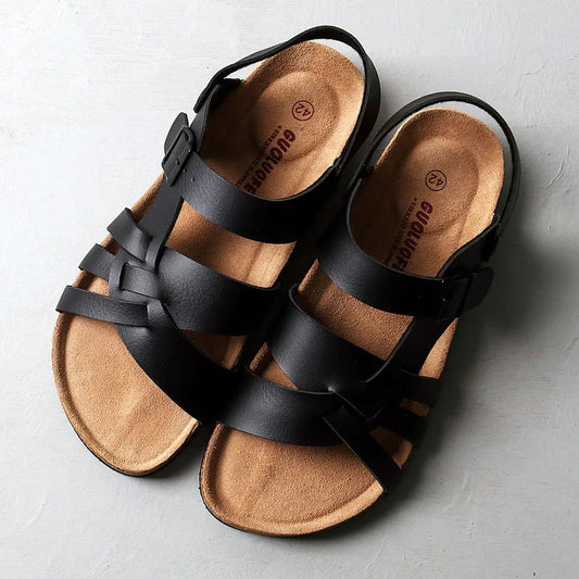 Sandales orthopédiques en cuir haut de gamme pour hommes – Confort et polyvalence 