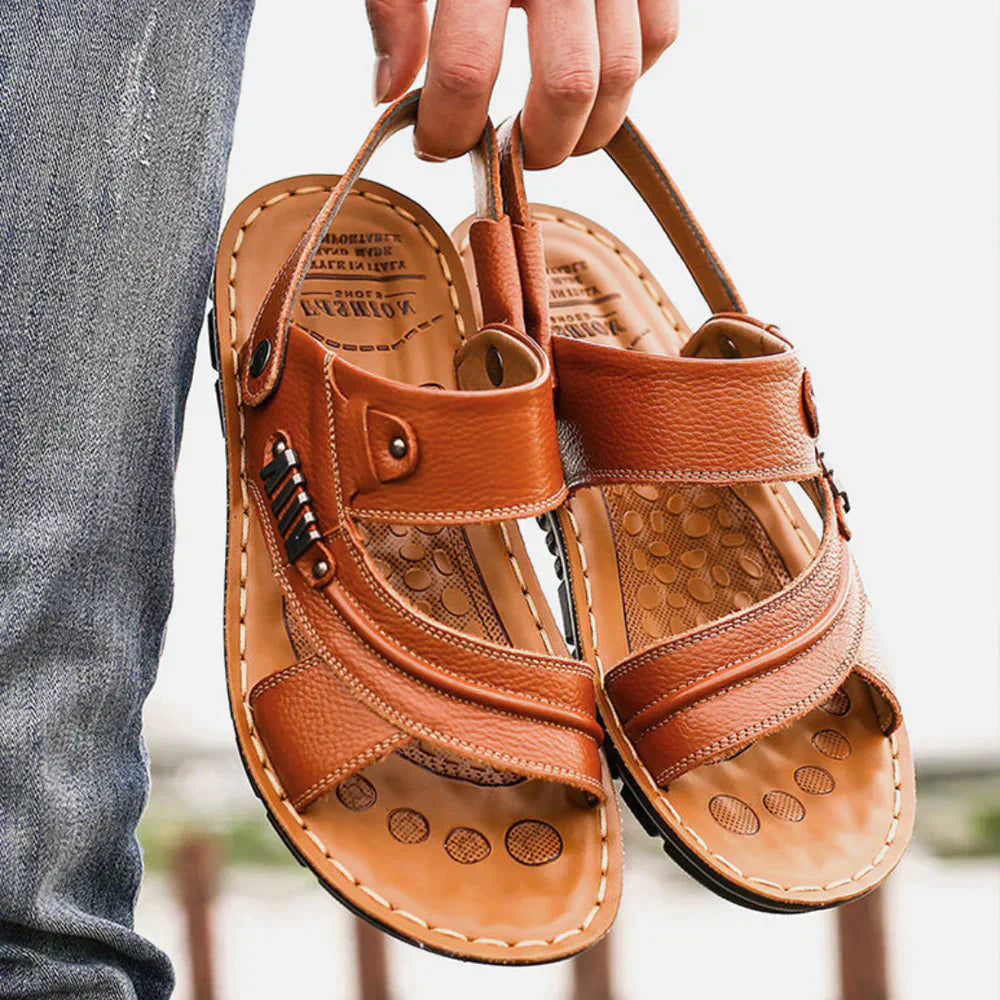 Sandales orthopédiques en cuir véritable de qualité supérieure pour hommes : confortables, durables et offrant un bon maintien 