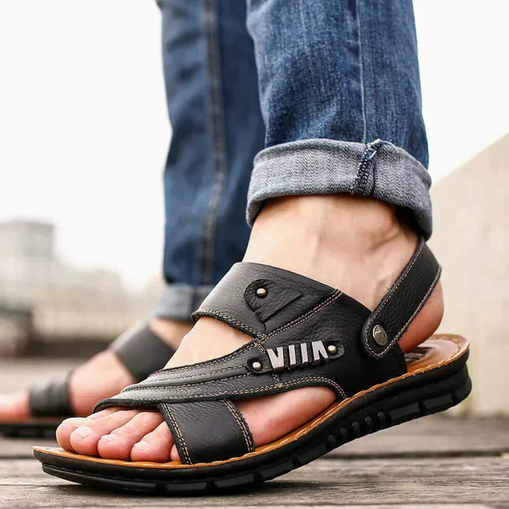 Sandales orthopédiques en cuir véritable de qualité supérieure pour hommes : confortables, durables et offrant un bon maintien 