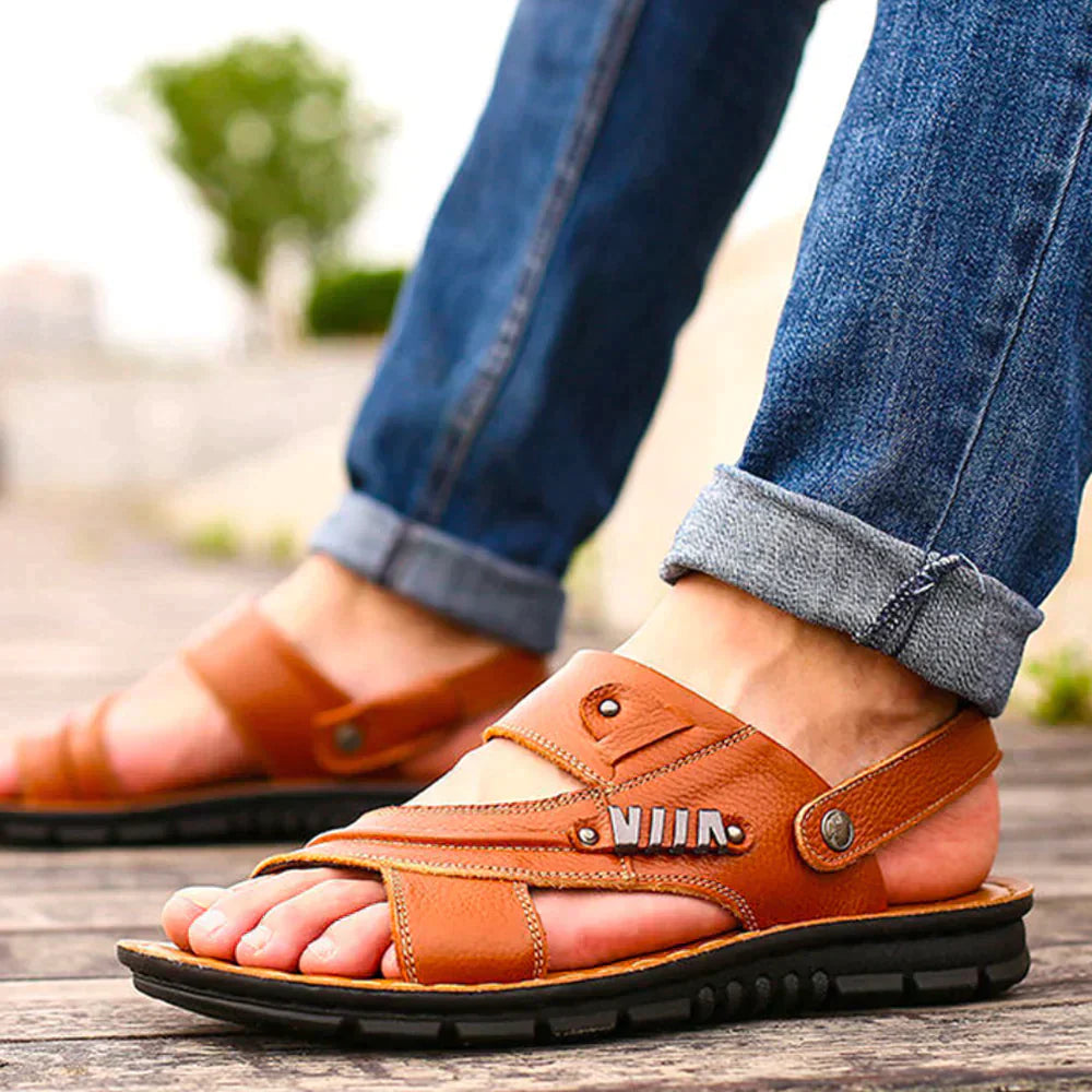Sandales orthopédiques en cuir véritable de qualité supérieure pour hommes : confortables, durables et offrant un bon maintien 