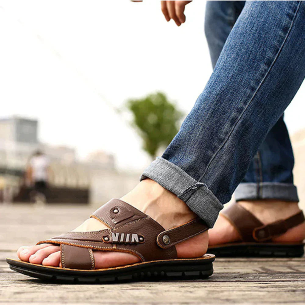 Sandales orthopédiques en cuir véritable de qualité supérieure pour hommes : confortables, durables et offrant un bon maintien 