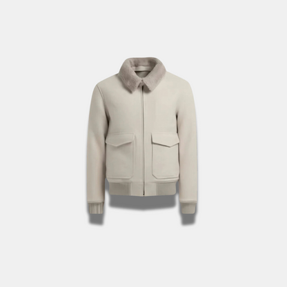 Blouson aviateur chaud d'hiver pour homme beige